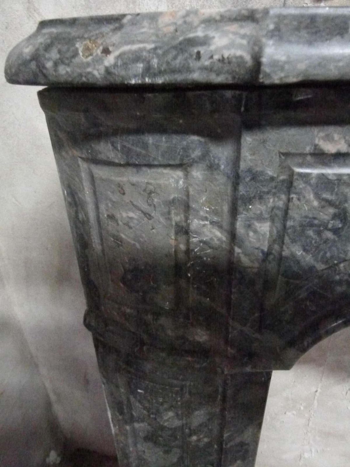 Louis XV Style Grey Marble Fire Place Mantel photo vinterior