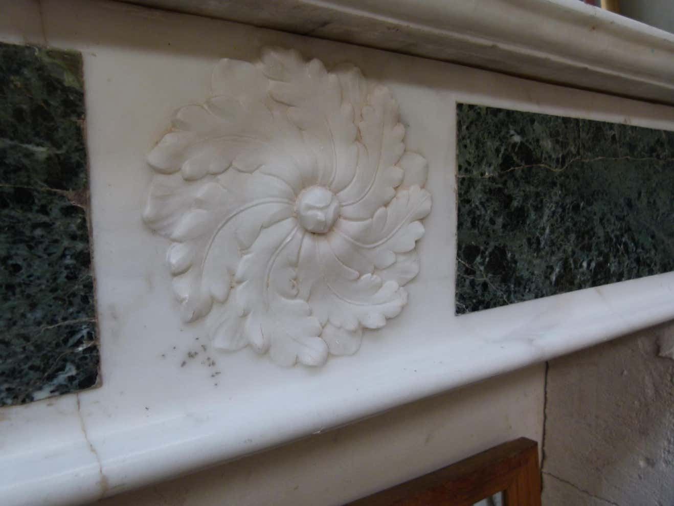 Louis XVI Style White And Green Marble Fireplace Mantel photo buy