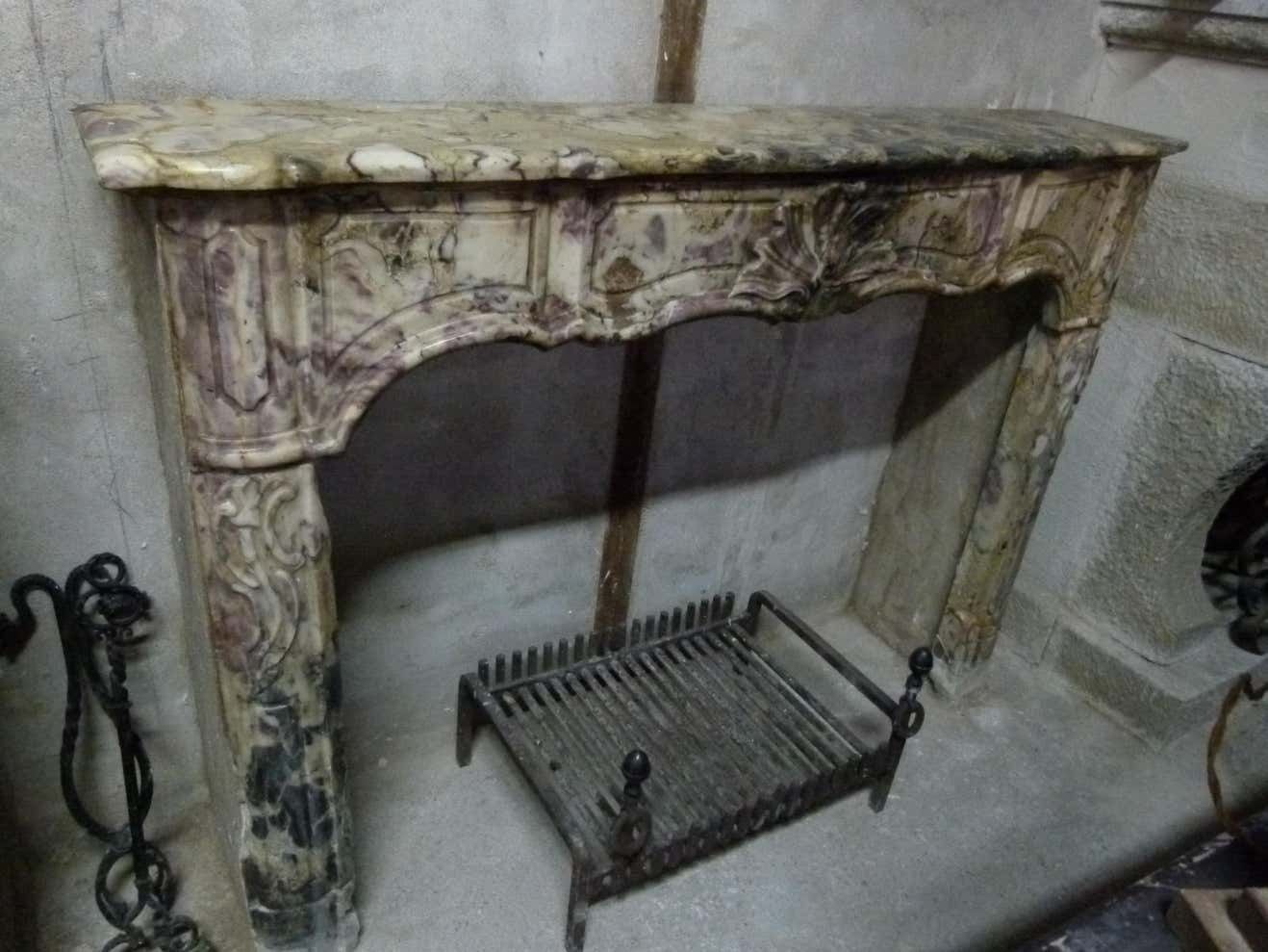 French Louis XV Style Marble Fire Place Mantel photo furniture