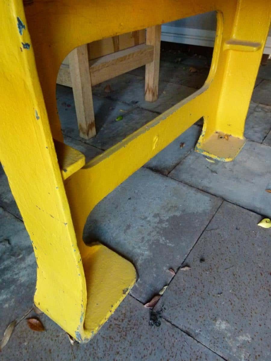 20th Century Industrial Huge Iron French Work Table photo 12549.0