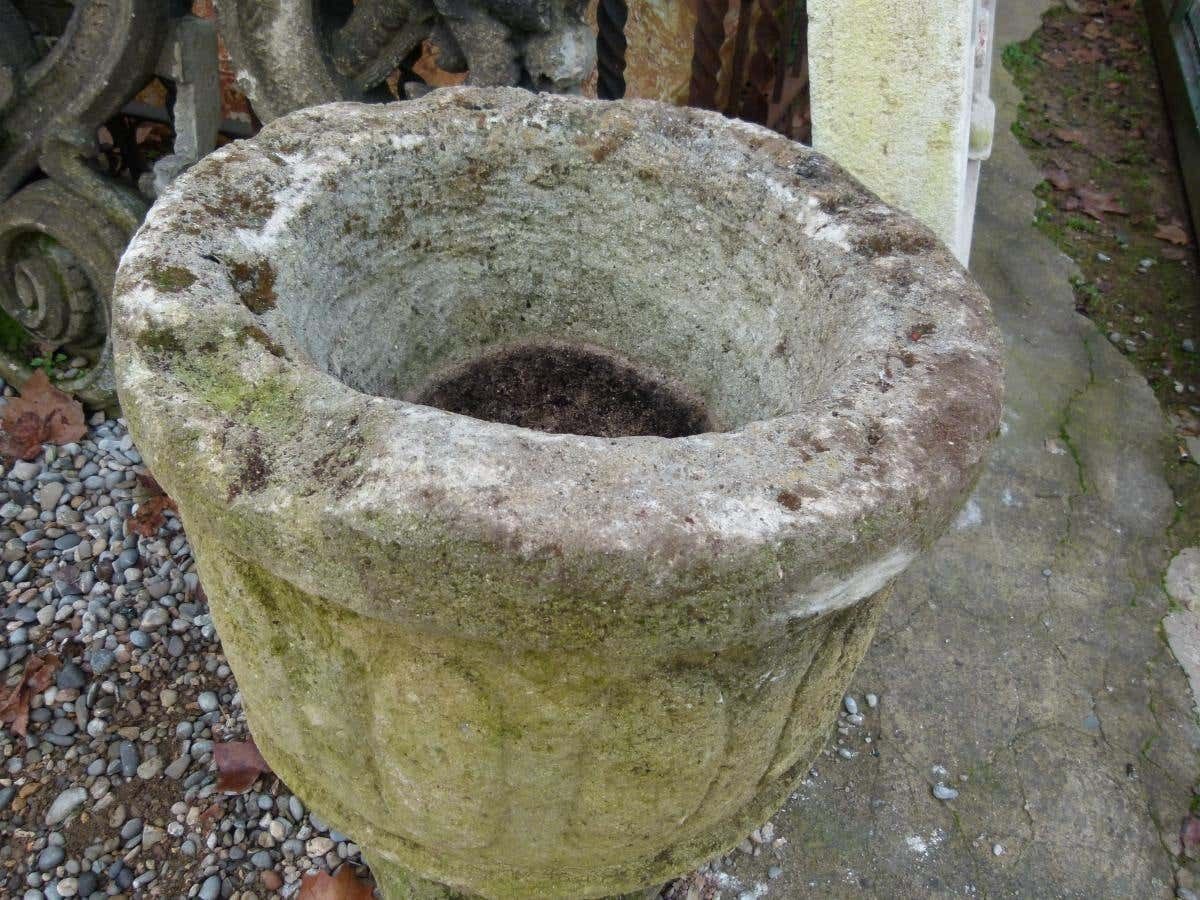 Antique Spanish Carved Limestone Garden Vases photo for sale