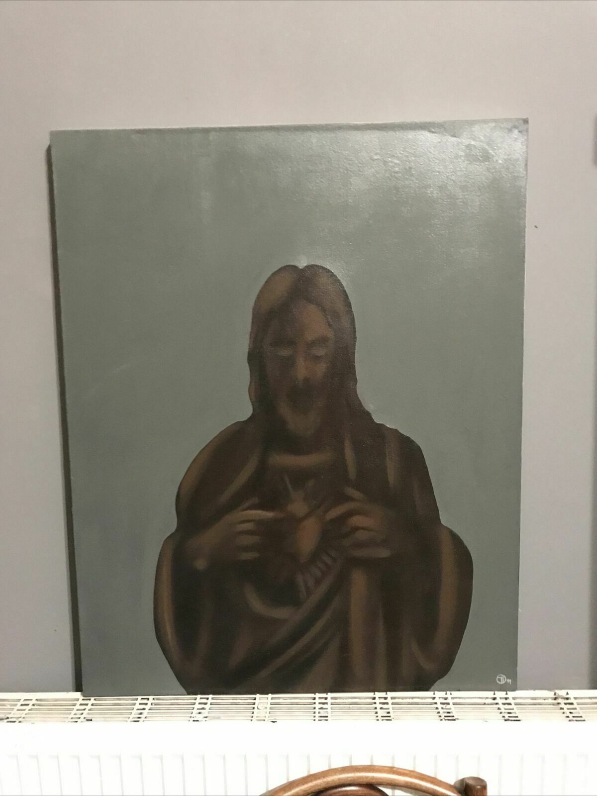 photo for sale Large Original Oil/Acrylic Painting Chocolate Jesus Tom Waits 1999 Signed Art