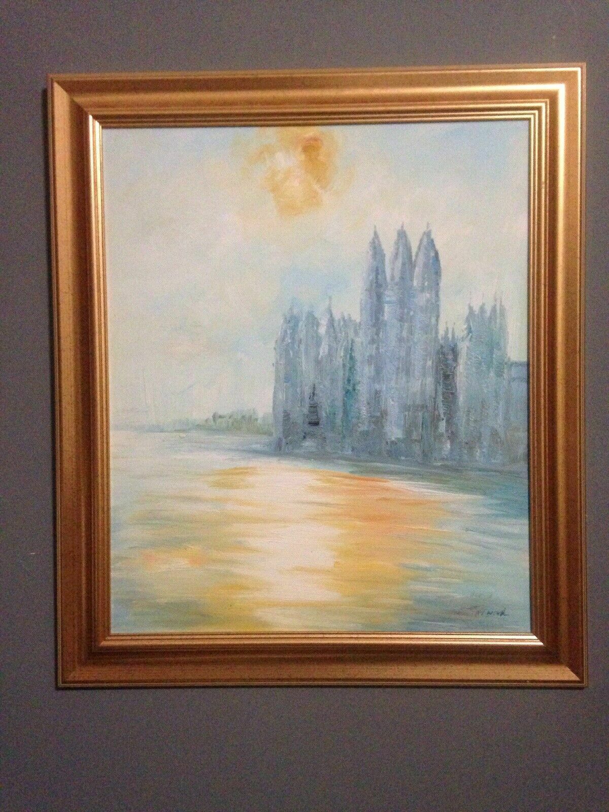 Post Impressionist Sunset Painting After Monet Turner Original Signed London photo vinterior
