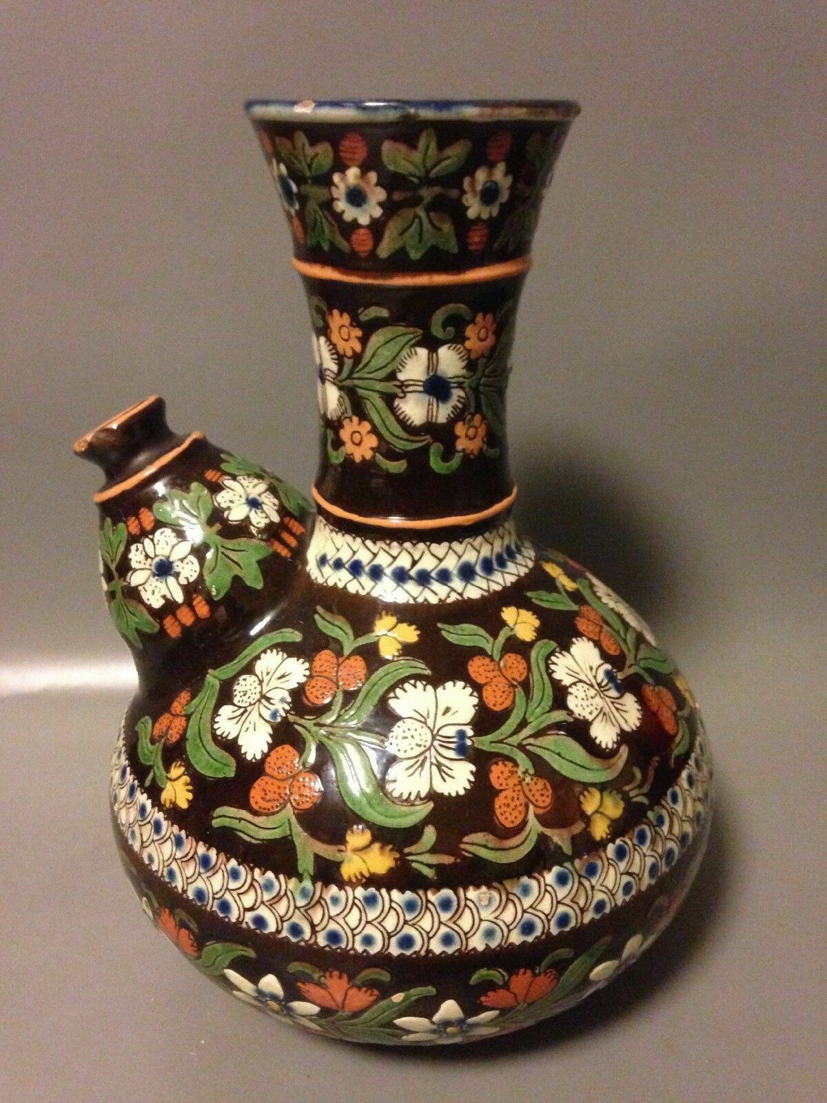 Antique Thoune Thun C19 Ewer Vase Jug Majolica Switzerland Wine Pitcher photo furniture
