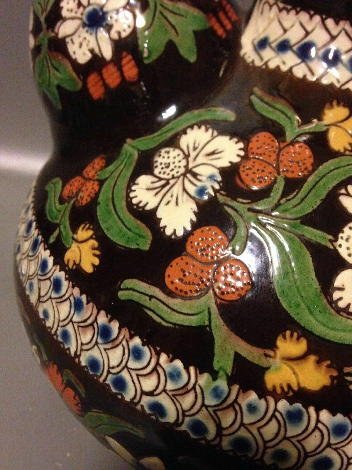 Antique Thoune Thun C19 Ewer Vase Jug Majolica Switzerland Wine Pitcher photo for sale