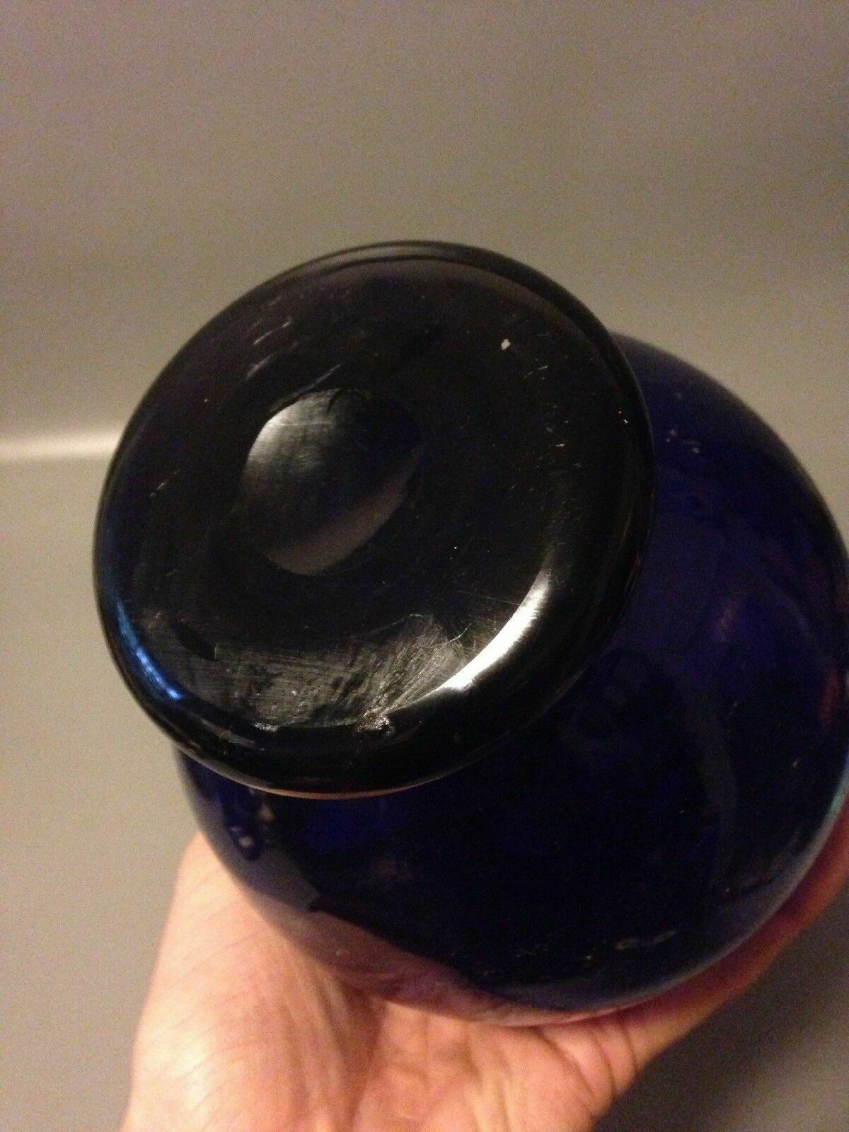 photo furniture Mid Century Cobalt Blue Art Glass Carafe Water Jug Decanter Applied Handle