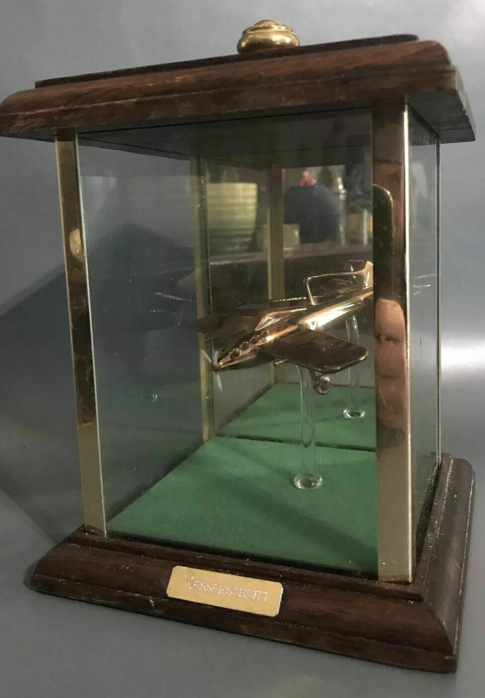 Heritage Models Gilt Glass Messerschmitt Model In Glass Case Art Glass Sculpture photo Home Decor