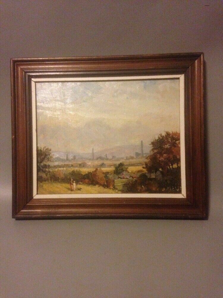 Oil Painting Signed J Makin English School Landscape Board Quality Framed