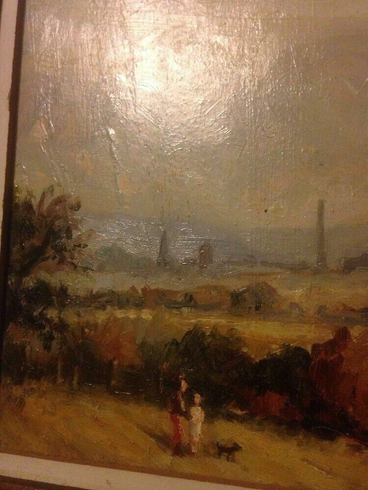Oil Painting Signed J Makin English School Landscape Board Quality Framed photo 125.0