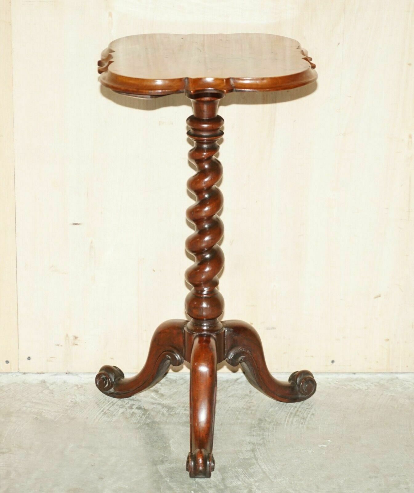 Pair Of Restored Victorian Burr Walnut Tripod Side End Lamp Tables Circa 1860 photo furniture