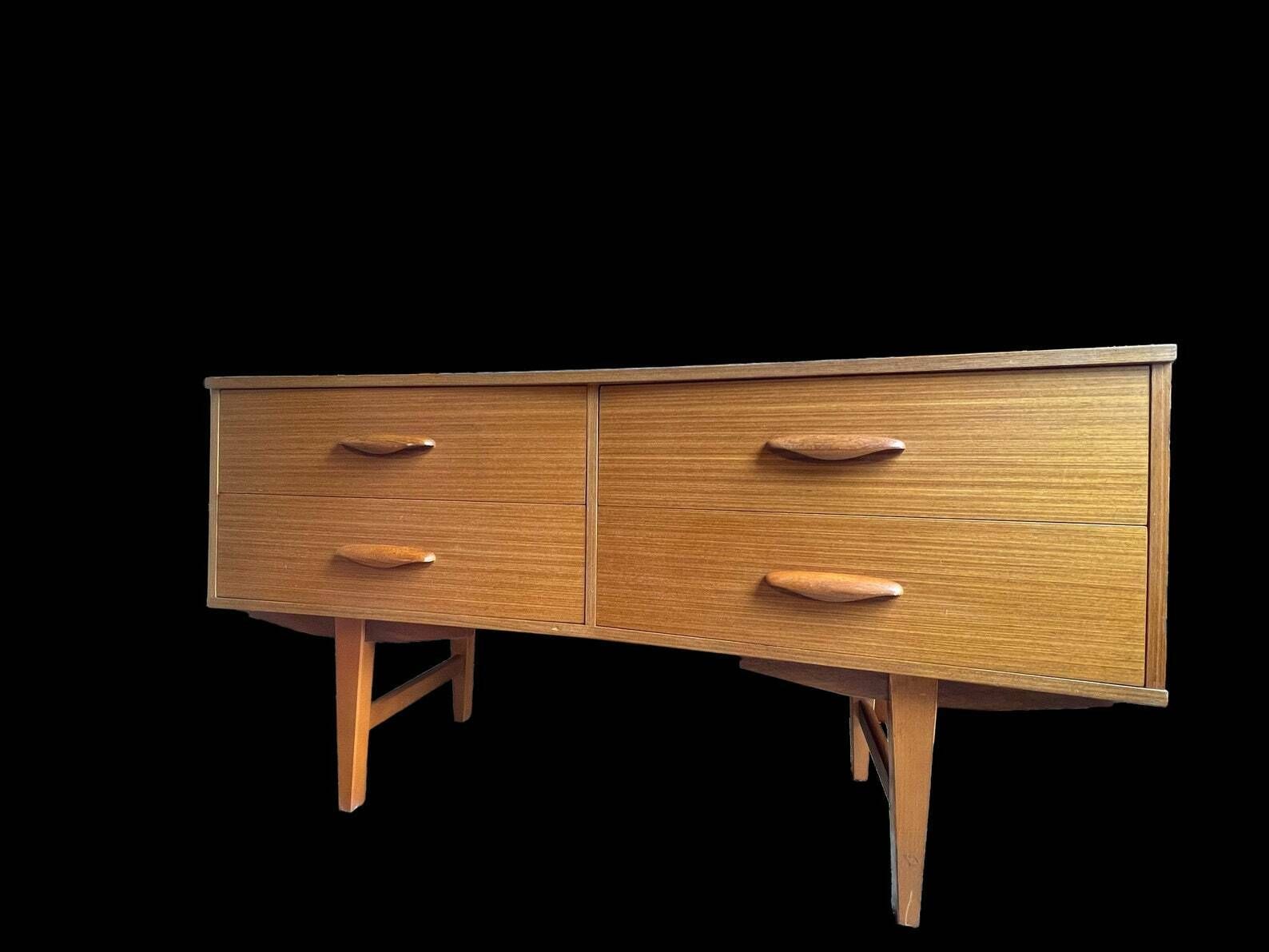 Mid Century Light Teak Sideboard Chest Of Drawers photo for sale