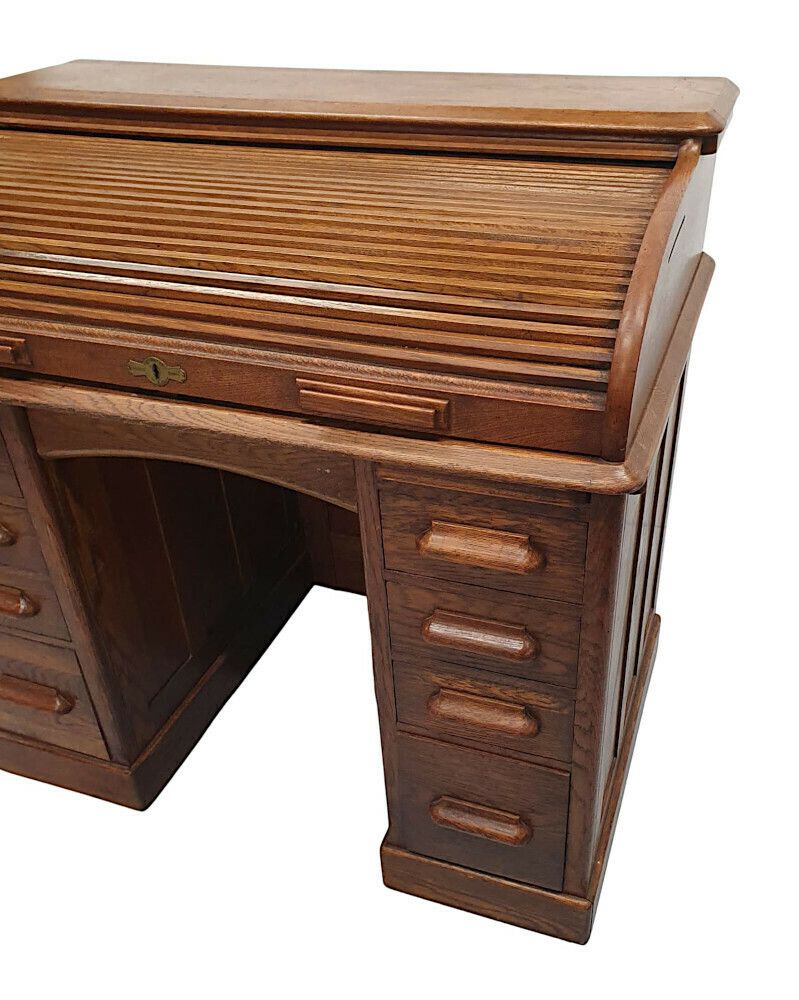 A Superb 1920s Oak Roll Top Desk photo vinterior