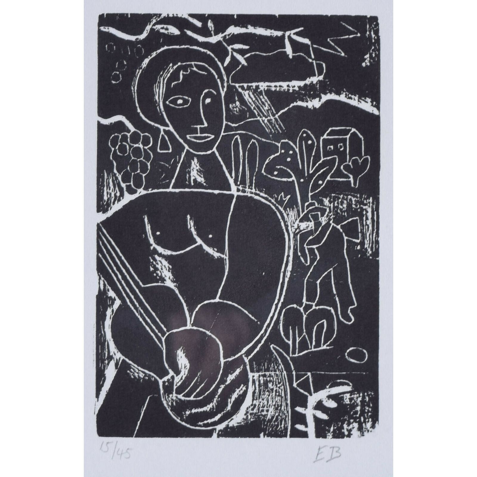 The Guitar Player 1920s Woodcut By Edward Burra Modern British Art