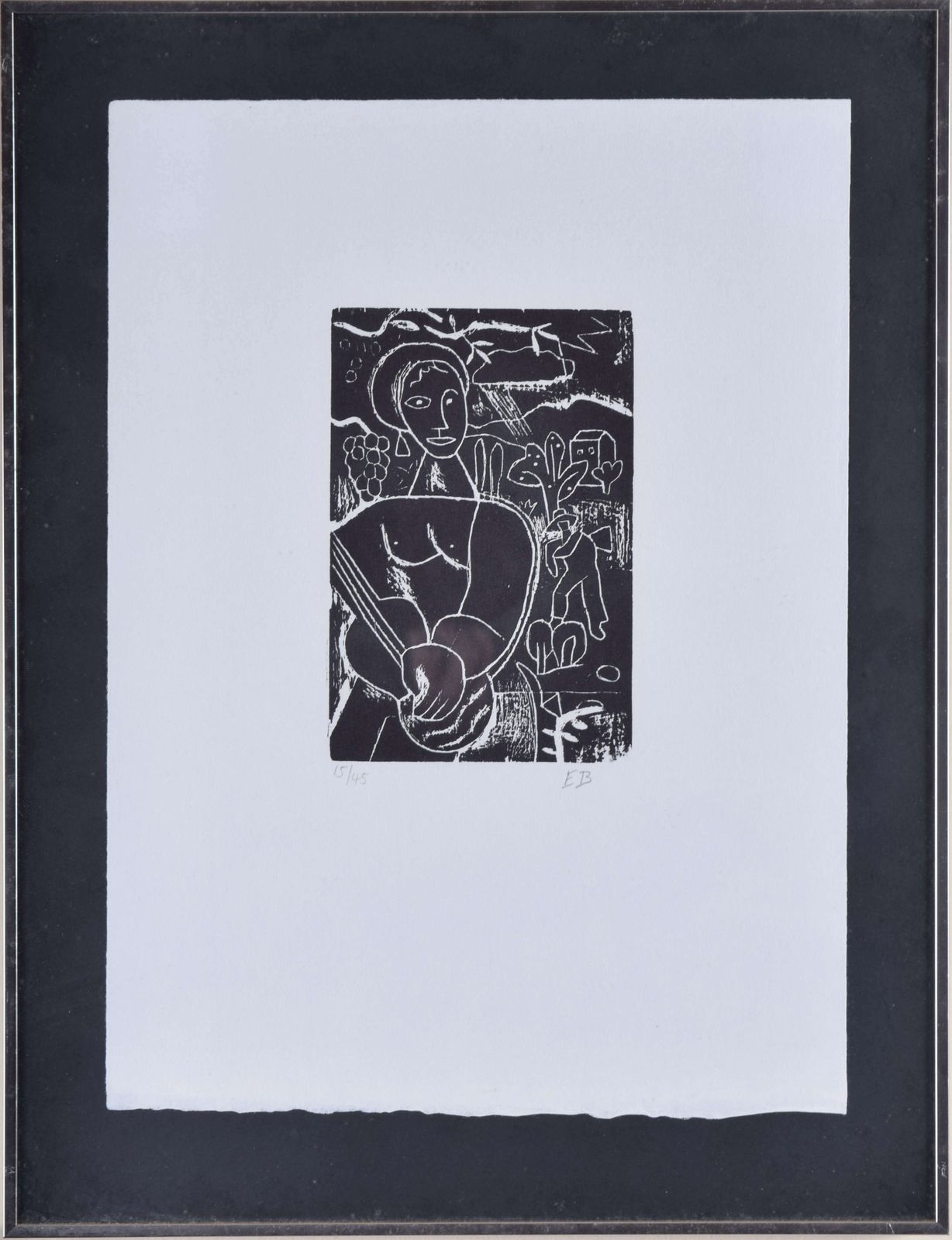The Guitar Player 1920s Woodcut By Edward Burra Modern British Art photo furniture