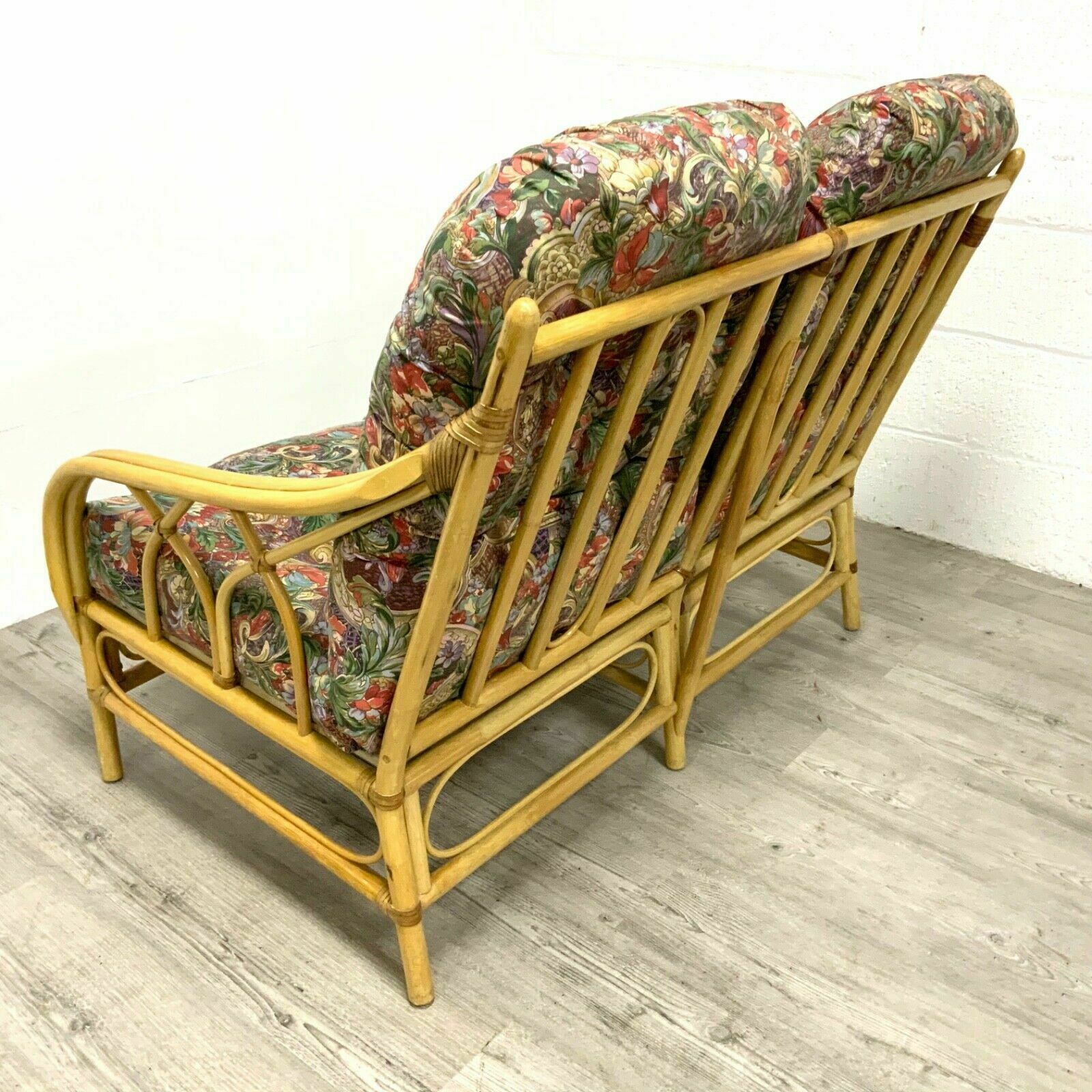 A Mid Century Vintage Bamboo Two 2 Seater Sofa Settee 1970s photo Furniture