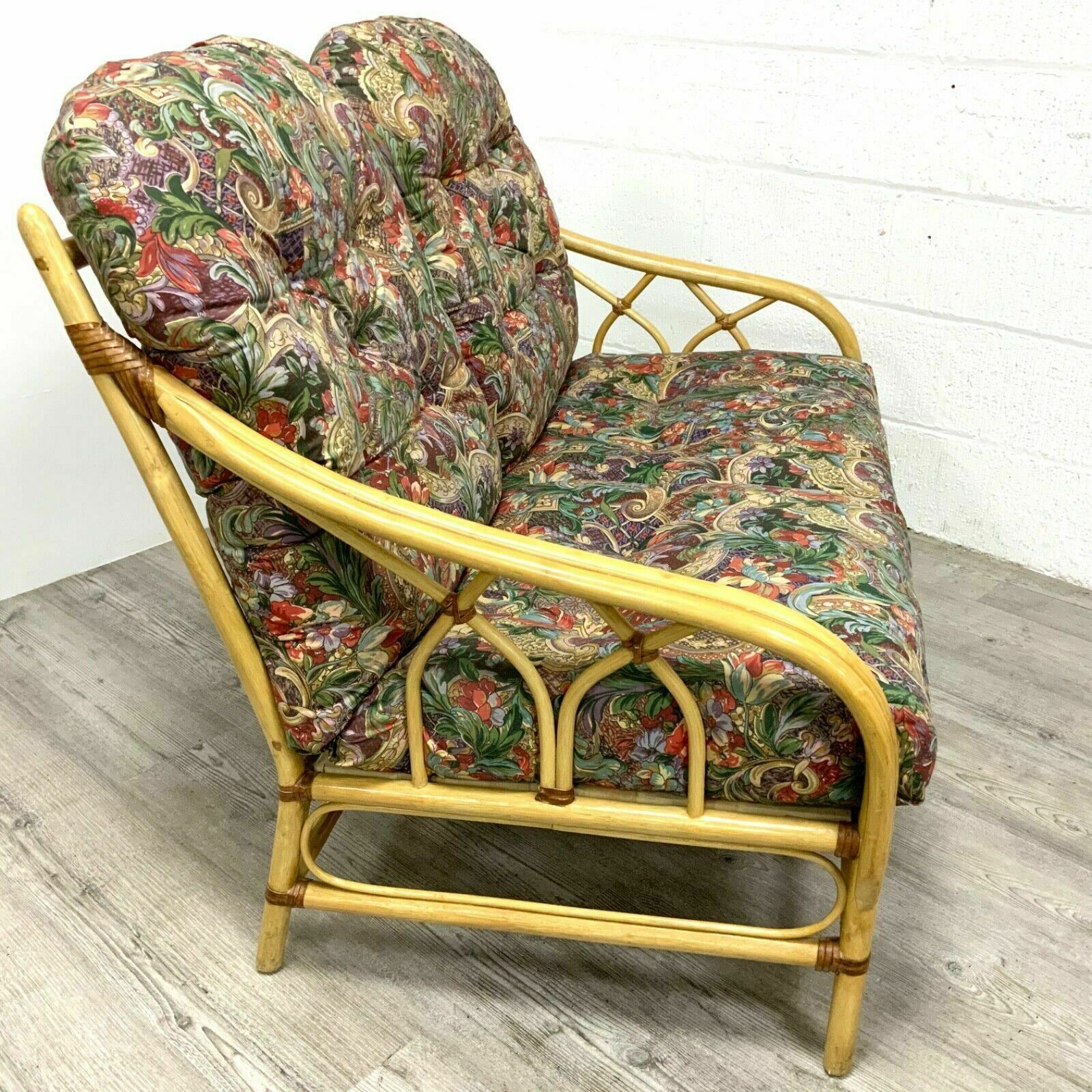 A Mid Century Vintage Bamboo Two 2 Seater Sofa Settee 1970s photo vintage