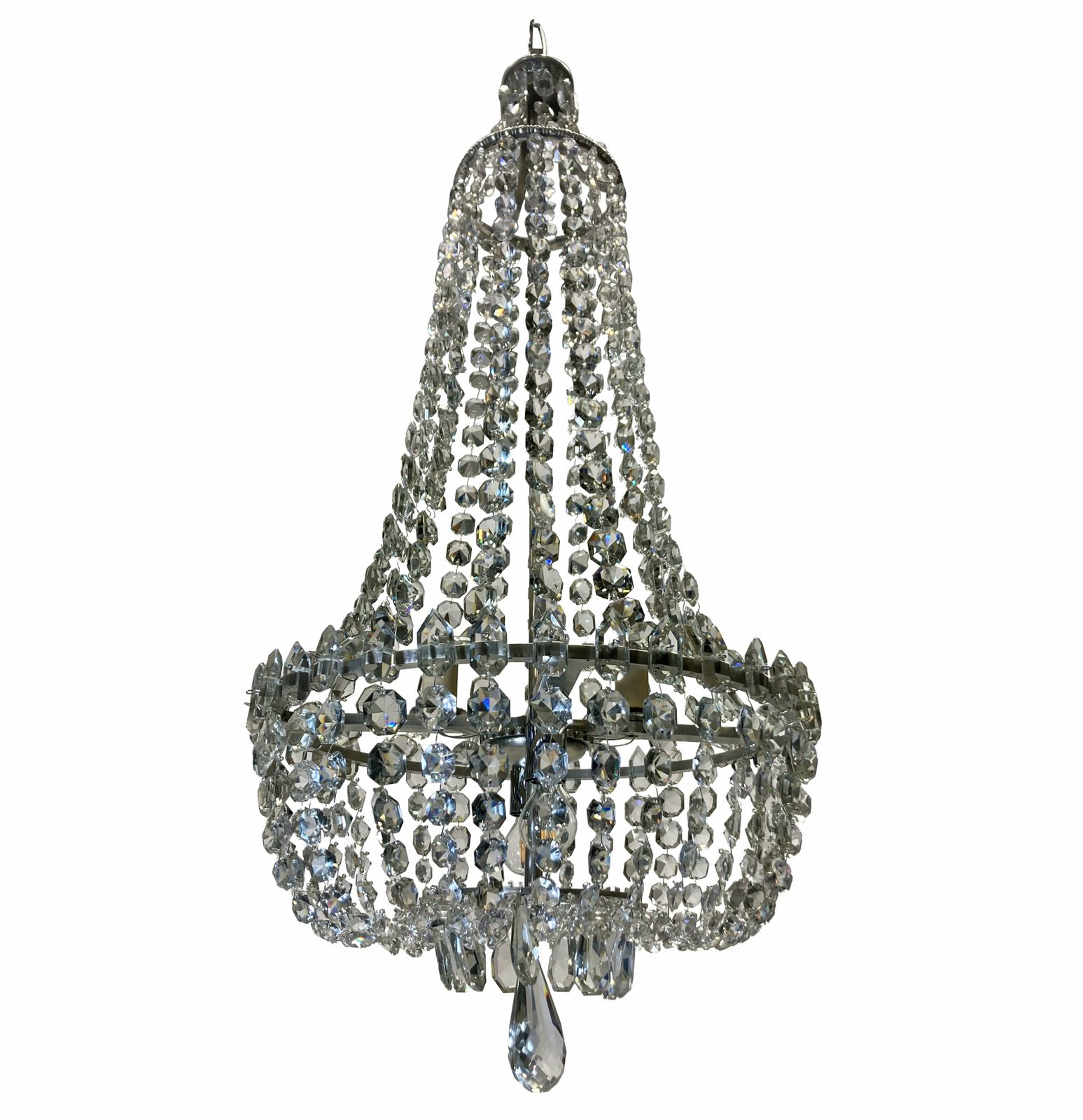 An English Cut Glass Tent & Bag Chandelier