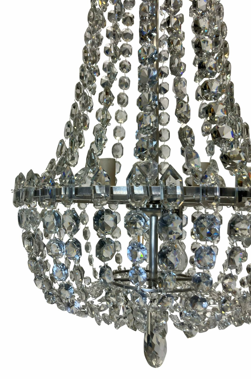 An English Cut Glass Tent & Bag Chandelier photo for sale