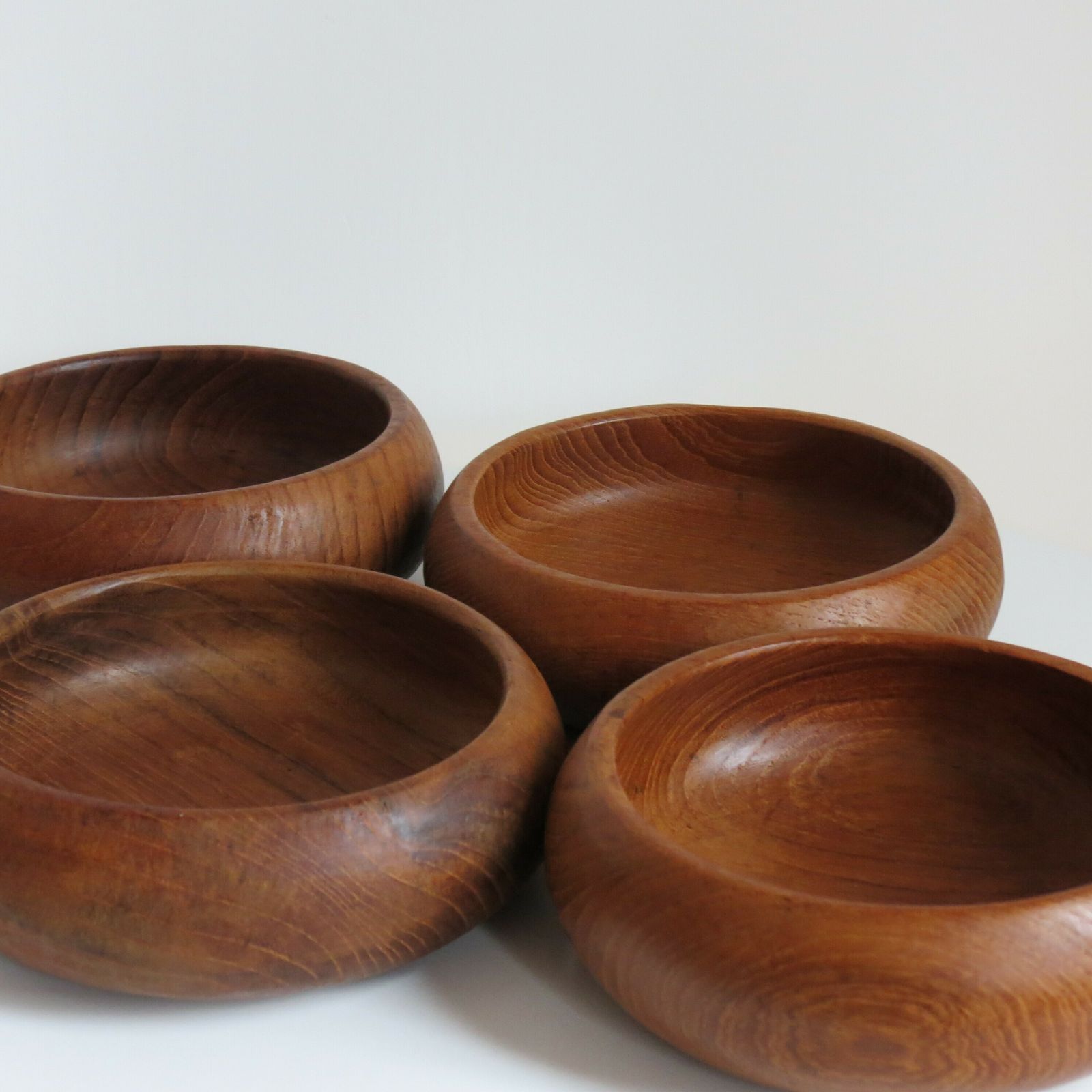 Set Of 4 Midcentury Teak Wooden Bowls 1960s photo vintage
