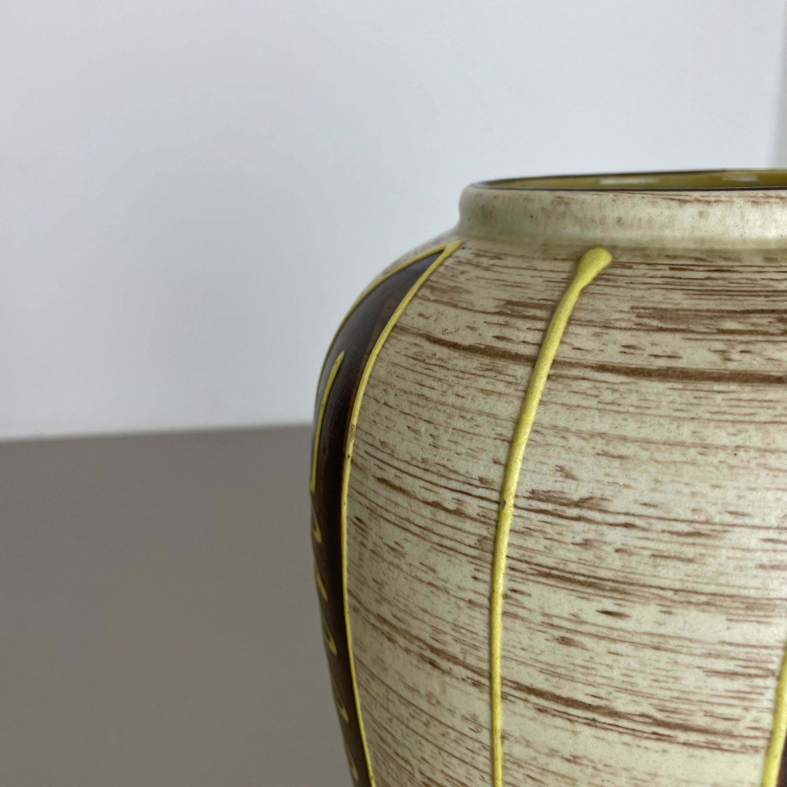 Colorful Fat Lava Pottery "Stripe And Dots" Vase Jasba Ceramics, Germany, 1950s photo vinterior