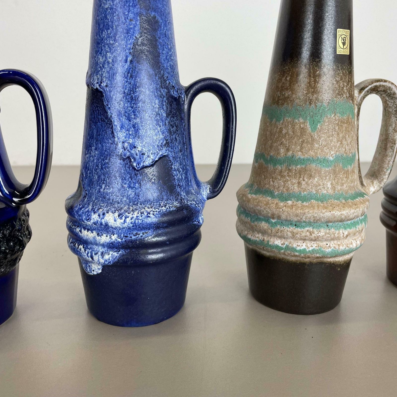 photo for sale Set Of Four Vintage Pottery Fat Lava Vases Made By Scheurich, Germany, 1970s