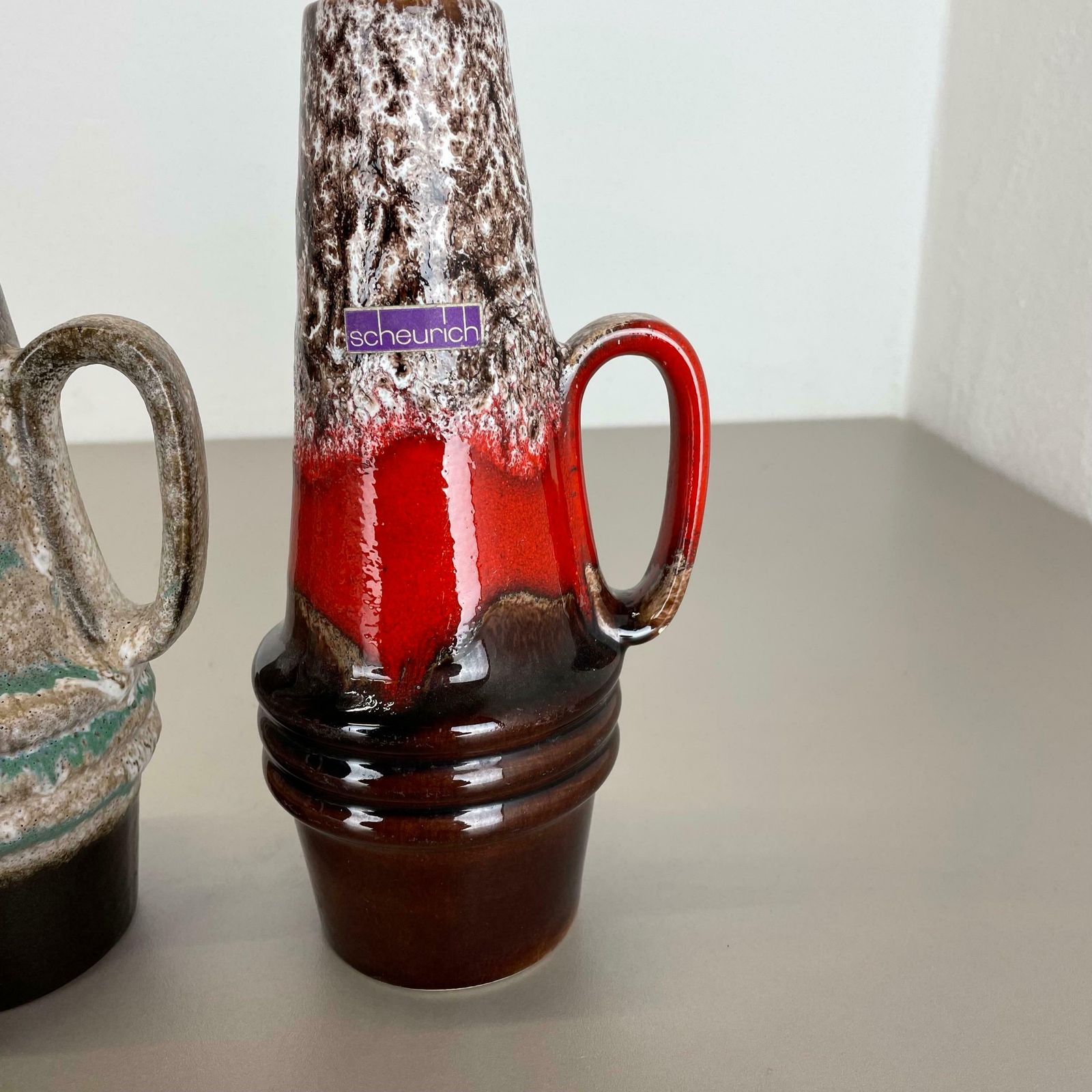 photo vinterior Set Of Four Vintage Pottery Fat Lava Vases Made By Scheurich, Germany, 1970s