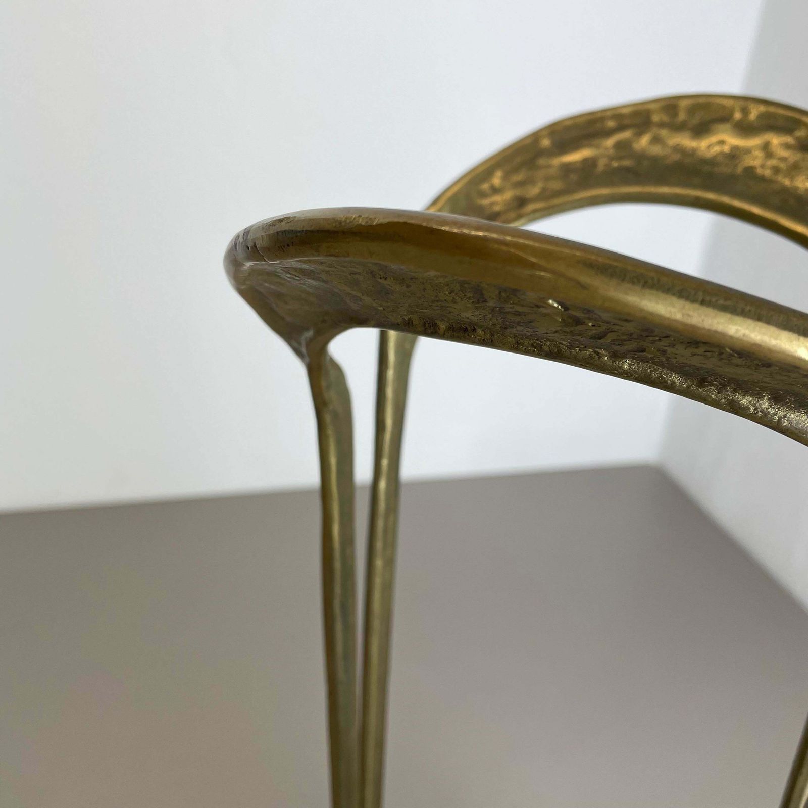 Orig. 4,4kg Hollywood Regency Solid Brutalist Brass Umbrella Stand, Italy, 1970 photo buy