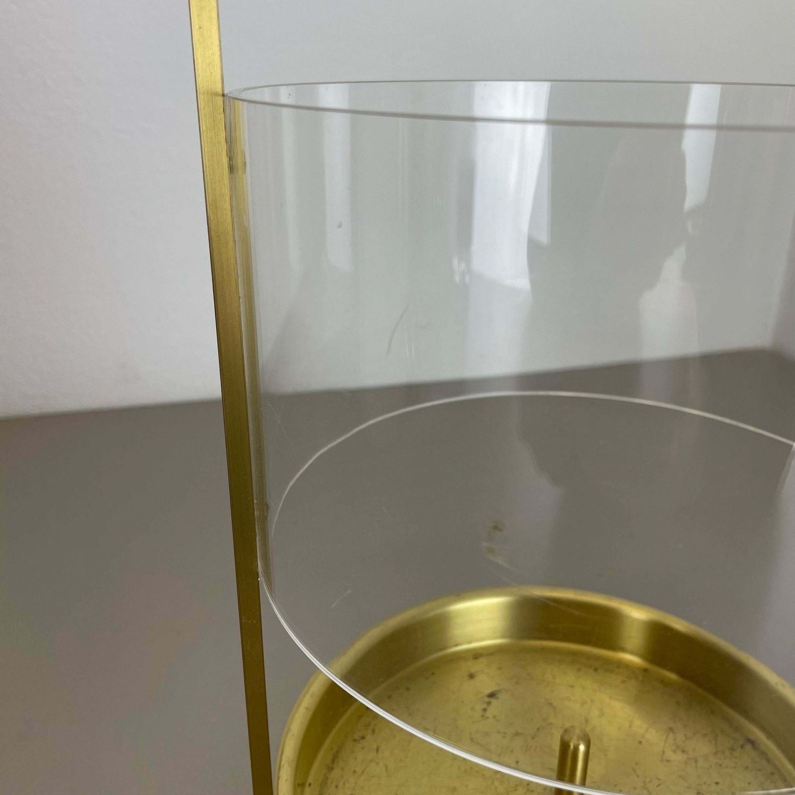 Original Hollywood Regency Solid Brass Acryl Glass Umbrella Stand, Italy, 1970s photo vinterior