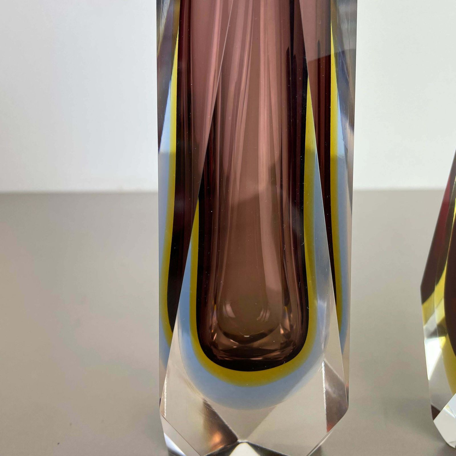 Set Of 2 Faceted Murano Glass Sommerso Vase Designed By Flavio Poli Italy, 1970s photo 1089.0