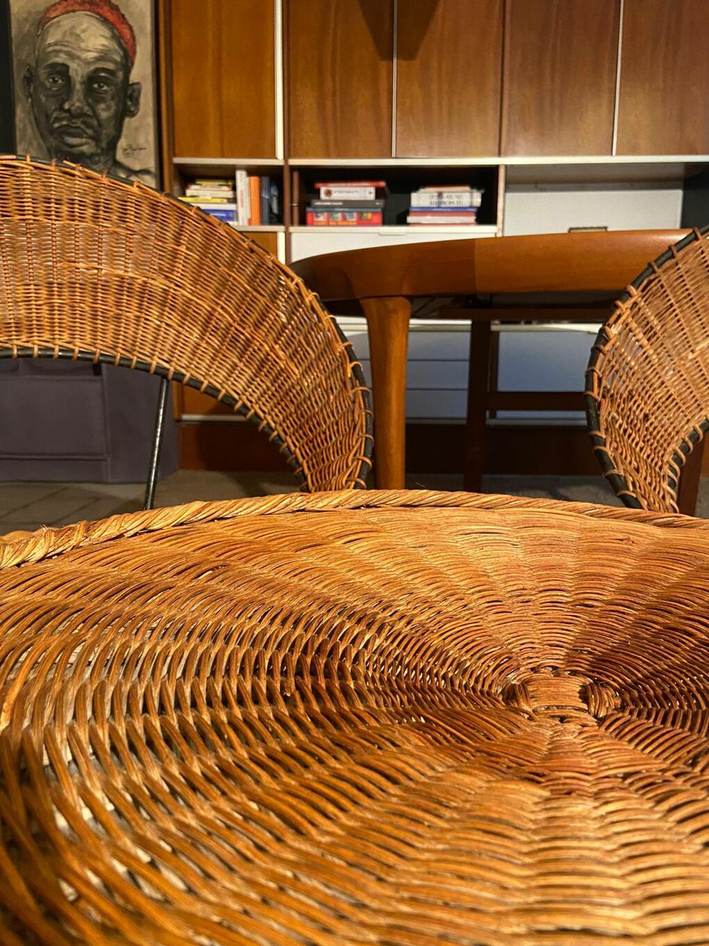 Set Of 2 Raoul Guy Wicker Armchairs And Coffee Table 1950 photo buy