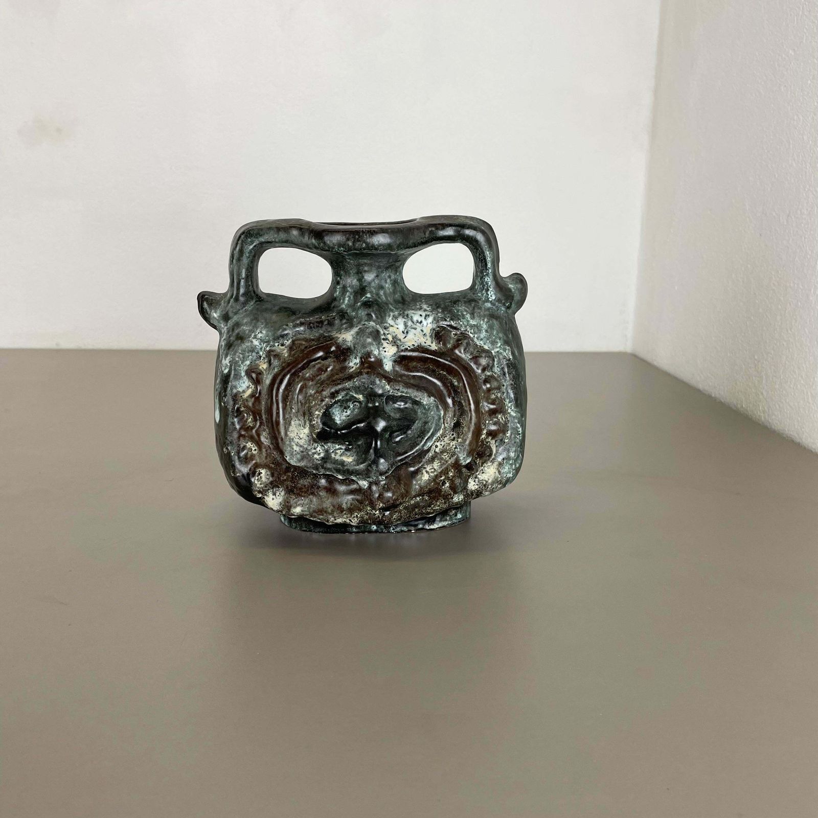 Brutalist Wgp Pottery Fat Lava Multi Colour "305" Vase Object By Ruscha, 1970s