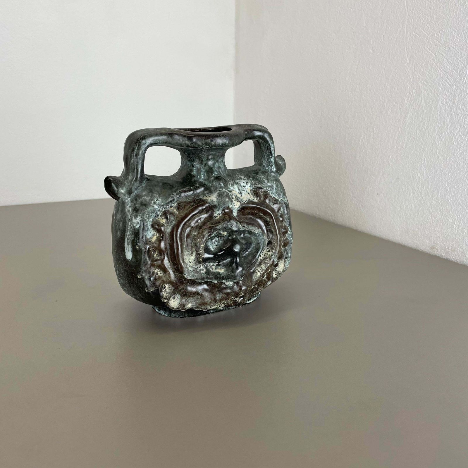 Brutalist Wgp Pottery Fat Lava Multi Colour "305" Vase Object By Ruscha, 1970s photo furniture
