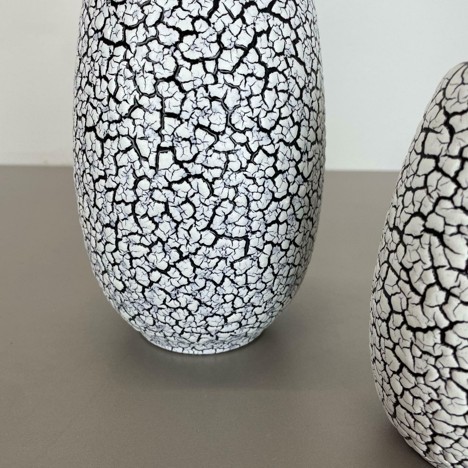 Set Of Three Pottery Fat Lava Vases "Craquele" By Jasba, Germany, 1970s photo 499.0