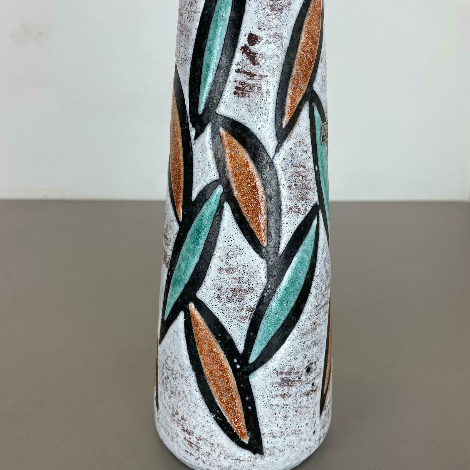 photo for sale Fat Lava Multi Colour Floral Vase Scheurich Europ Linie Germany Wgp, 1970