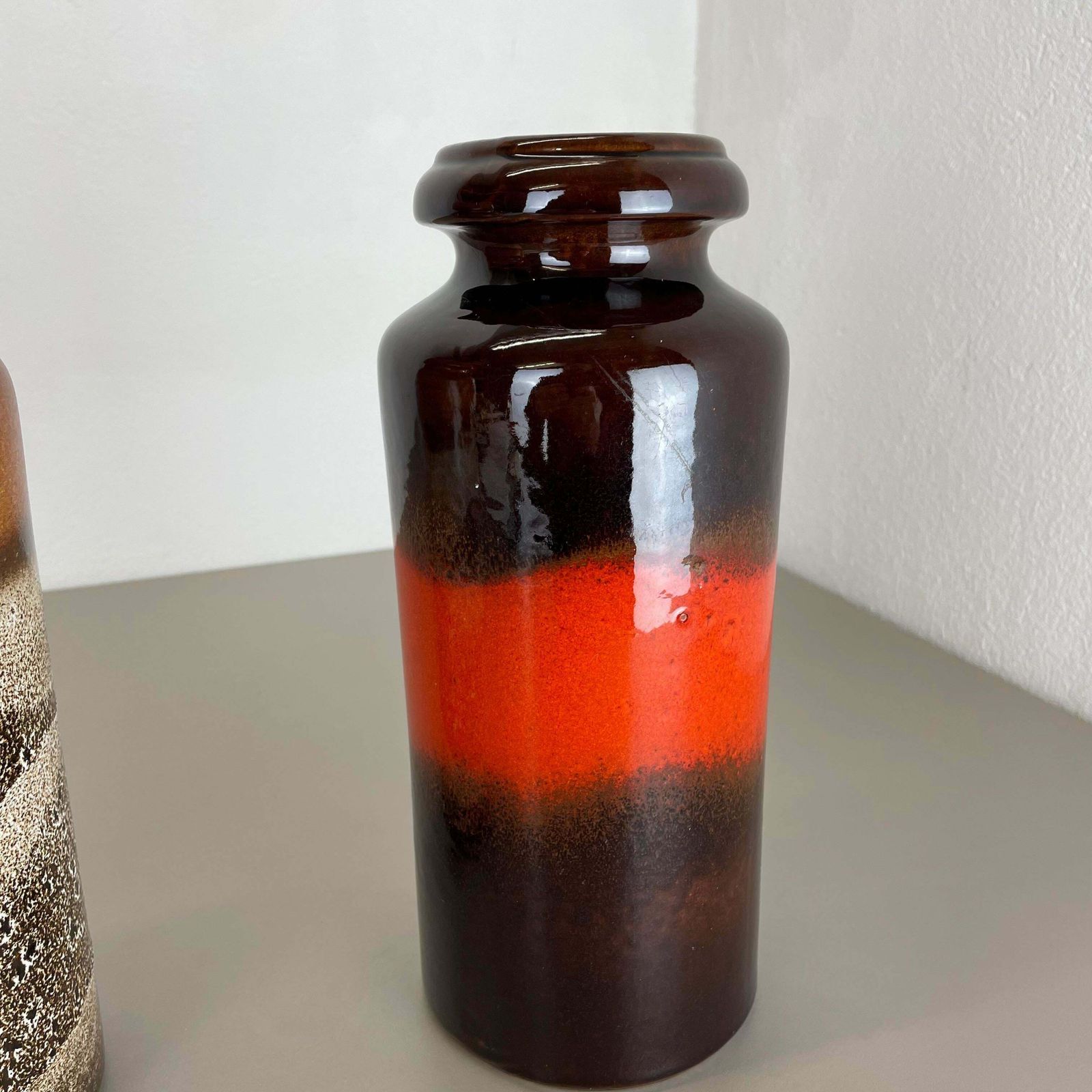 499.0 Set Of Two Pottery Fat Lava Vases "Multi Colour" By Scheurich, Germany, 1970s photo