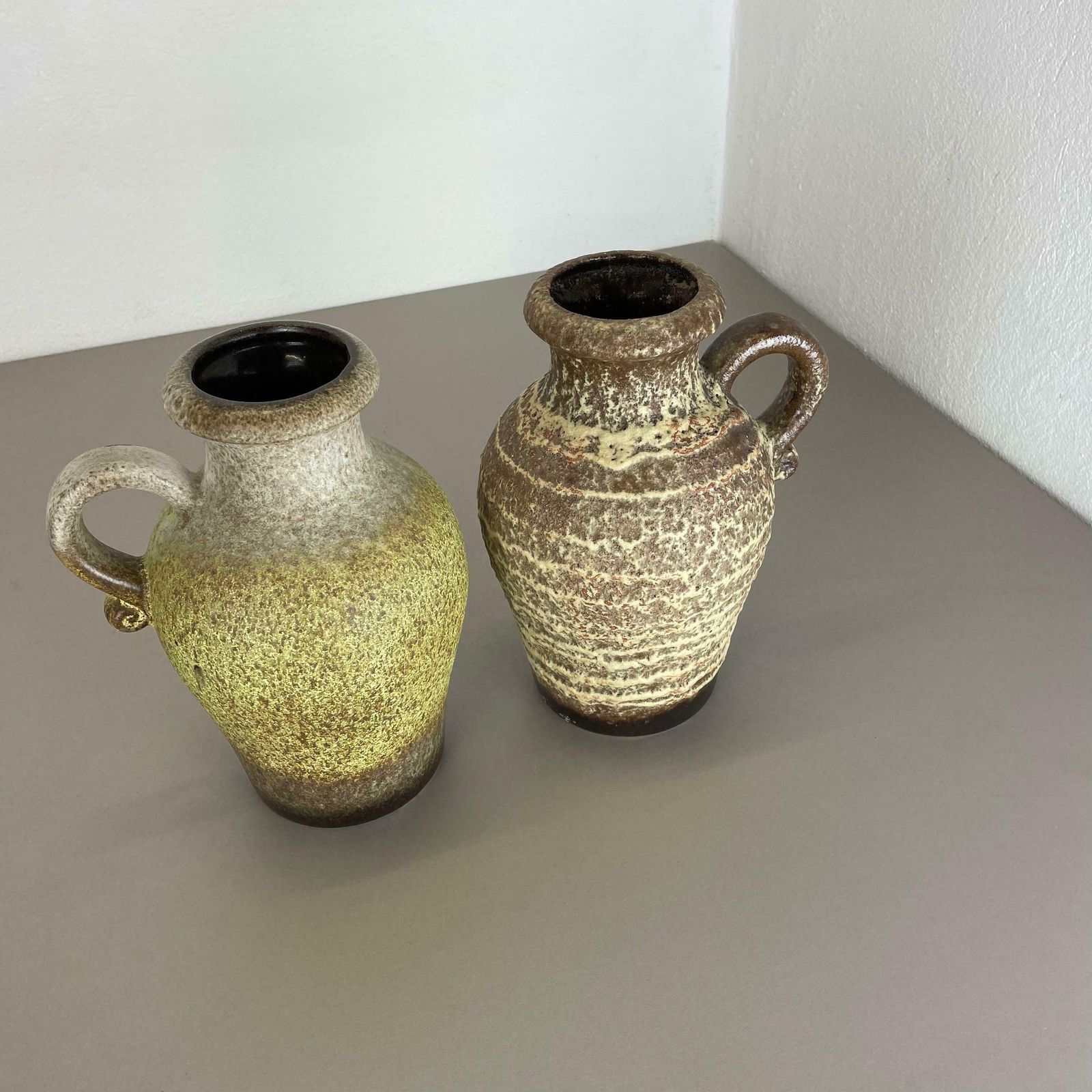 Set Of Two Pottery Fat Lava Vases "Multi Colour" By Scheurich, Germany, 1970s photo furniture