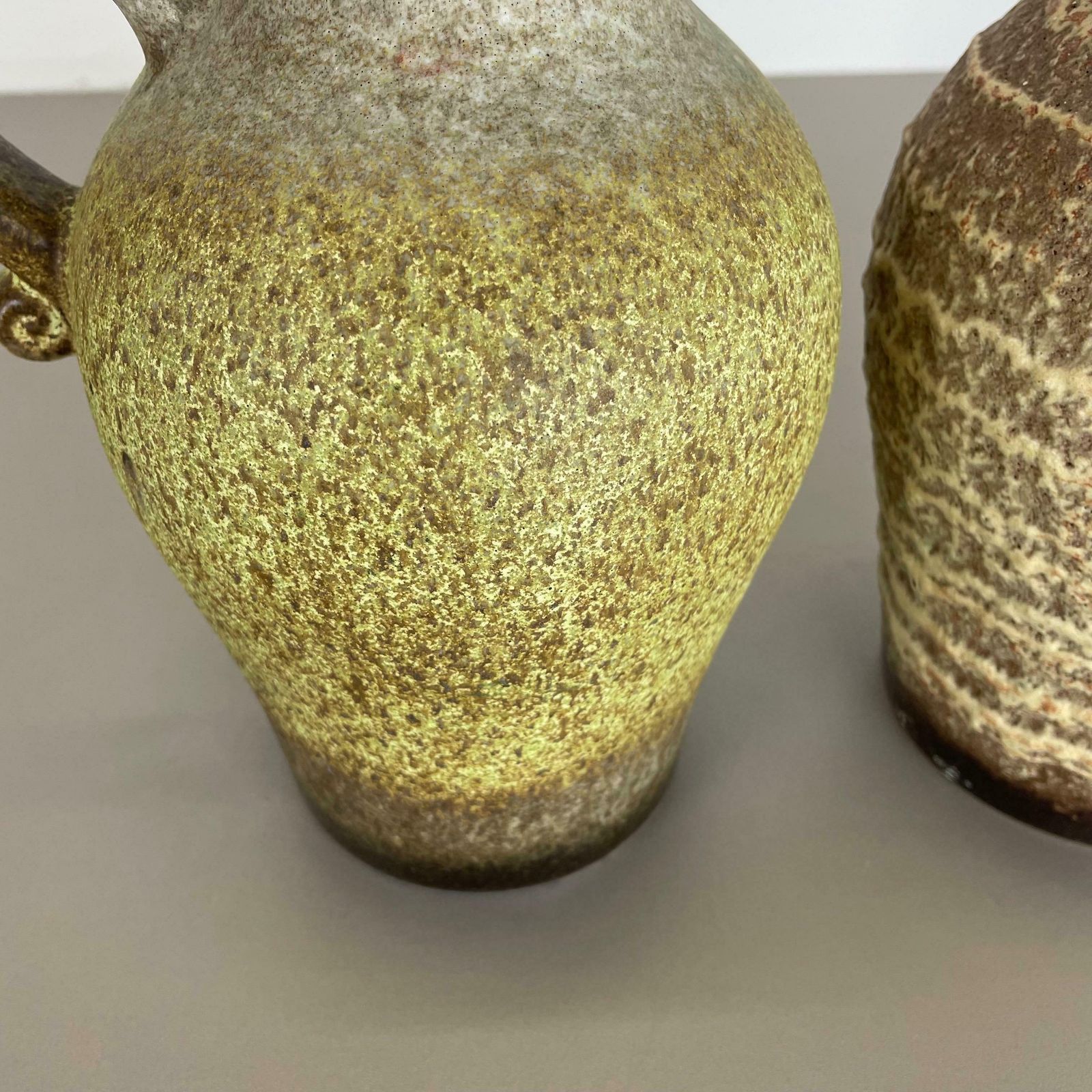 Set Of Two Pottery Fat Lava Vases "Multi Colour" By Scheurich, Germany, 1970s photo vintage
