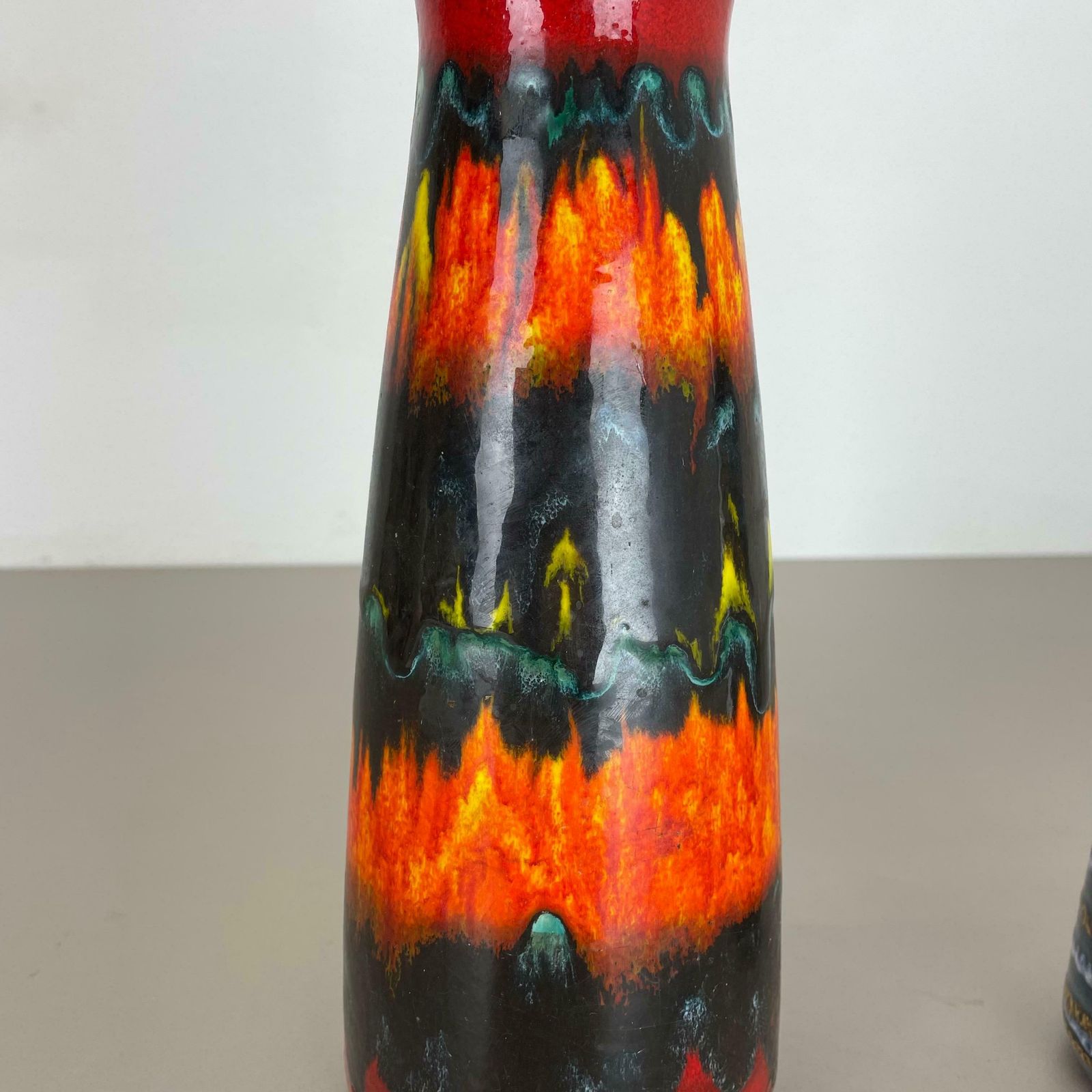 Set Of Two Pottery Fat Lava Vases "Multi Colour" By Scheurich, Germany, 1970s photo buy