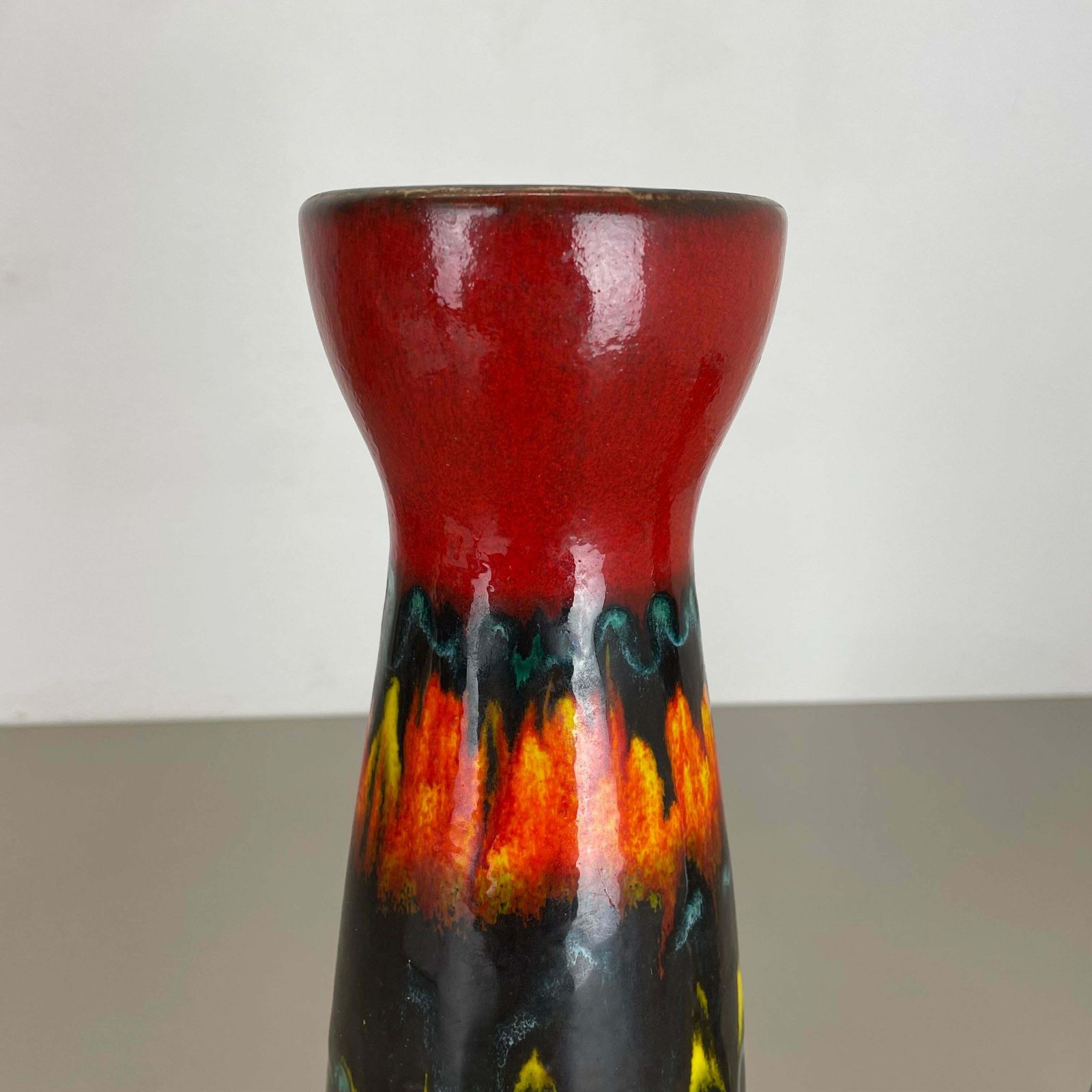 Set Of Two Pottery Fat Lava Vases "Multi Colour" By Scheurich, Germany, 1970s photo vintage