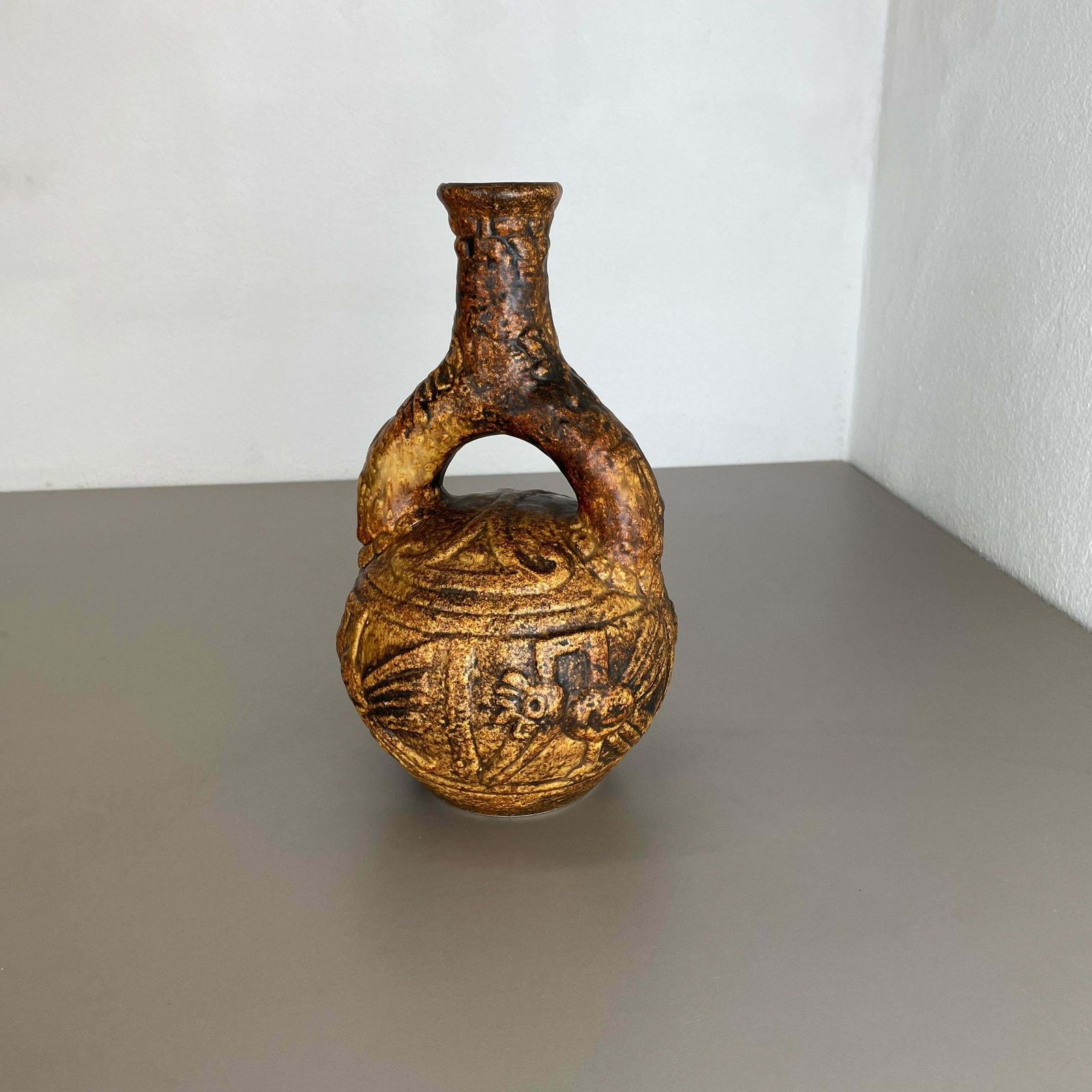 Large Colourful Fat Lava Pottery "Maya Tiki" Vase By Jasba Ceramics, Germany 1970 photo furniture