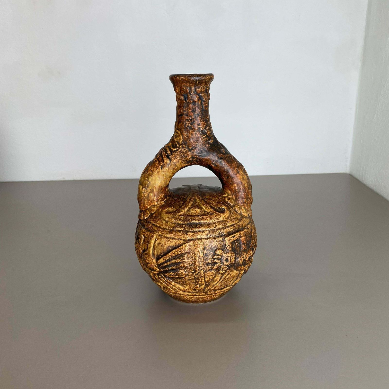 Large Colourful Fat Lava Pottery "Maya Tiki" Vase By Jasba Ceramics, Germany 1970 photo for sale