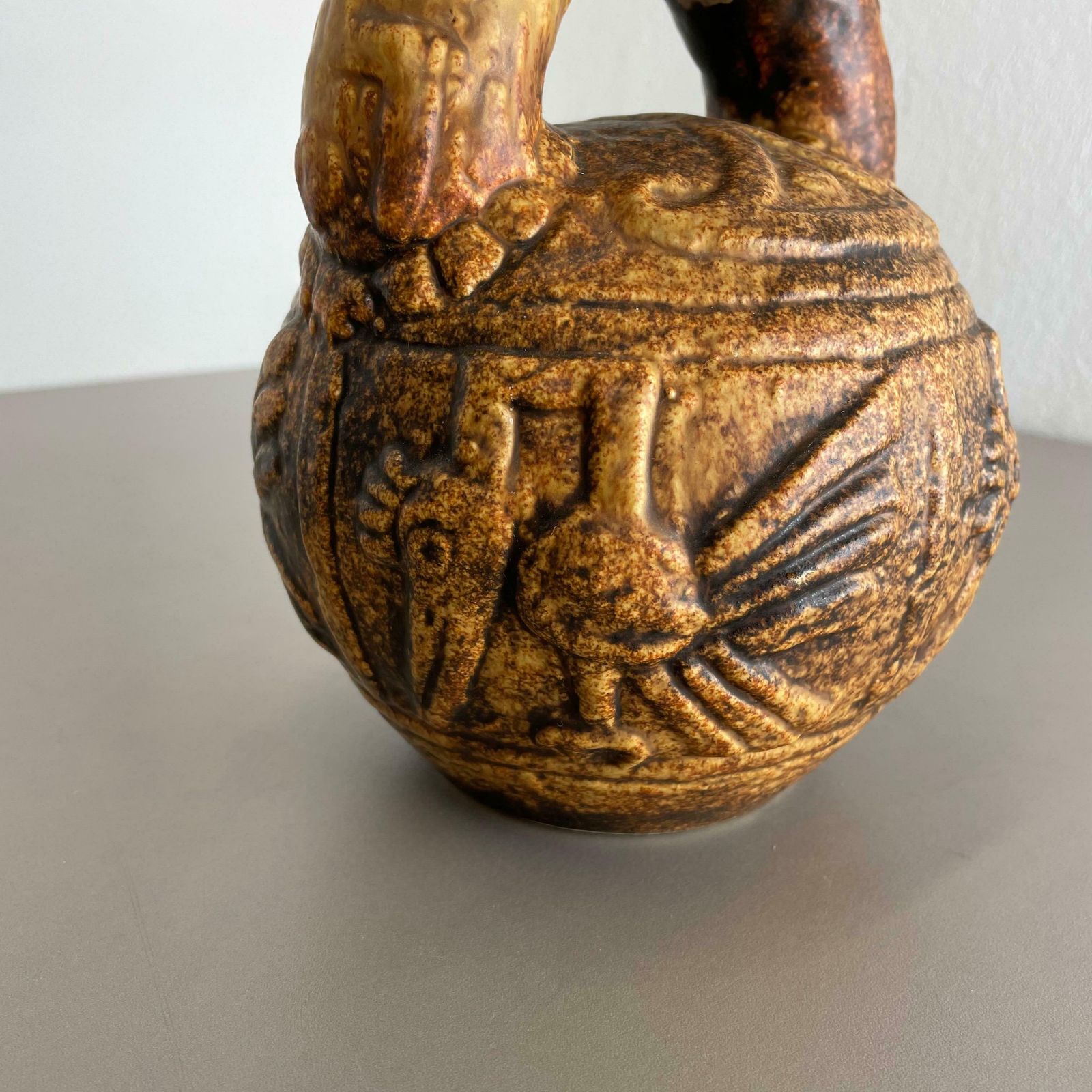 Large Colourful Fat Lava Pottery "Maya Tiki" Vase By Jasba Ceramics, Germany 1970 photo 499.0