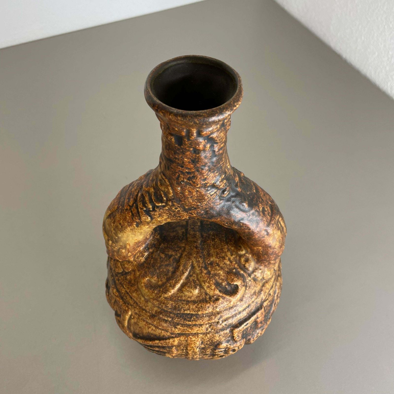 photo furniture Large Colourful Fat Lava Pottery "Maya Tiki" Vase By Jasba Ceramics, Germany 1970