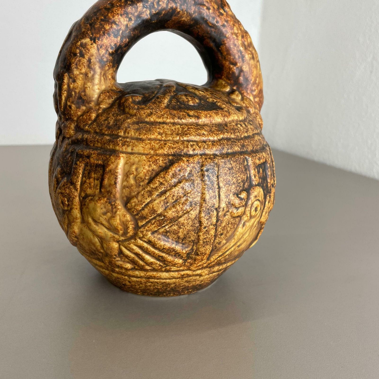 photo vintage Large Colourful Fat Lava Pottery "Maya Tiki" Vase By Jasba Ceramics, Germany 1970