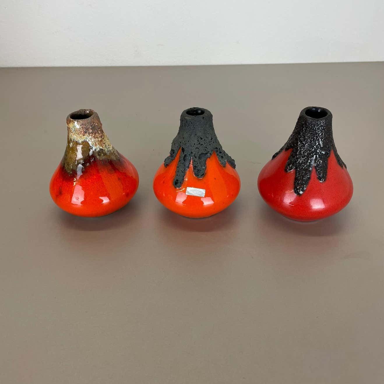 Set Of 3 Original 1970 Ceramic Studio Pottery Vase By Roth Ceramics, Germany photo for sale