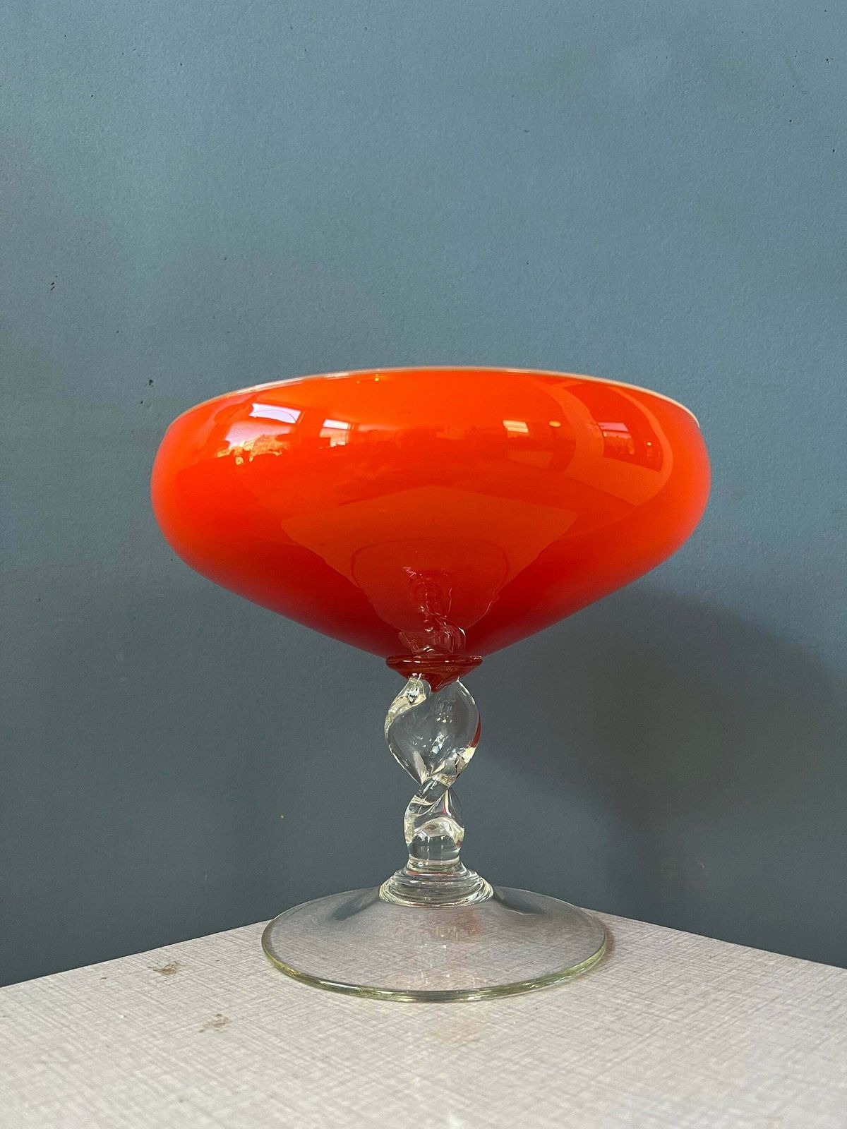 Vintage Murano Stijl Vaas / Glas In Oranje/Rood photo vinterior