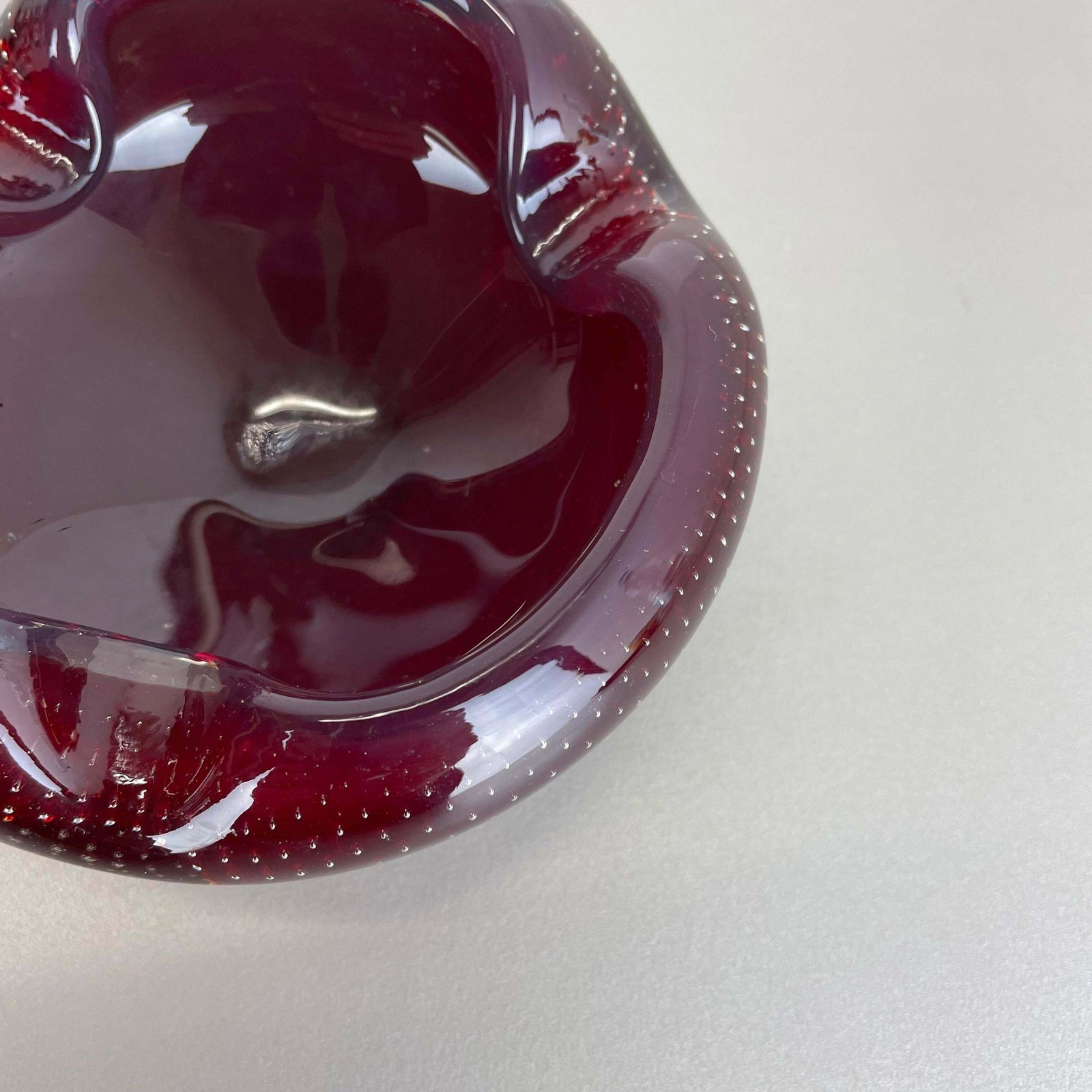 Red Bubble Murano Glass Bowl Shells Ashtray Element By Venini Italy 1970s No 2 photo vintage
