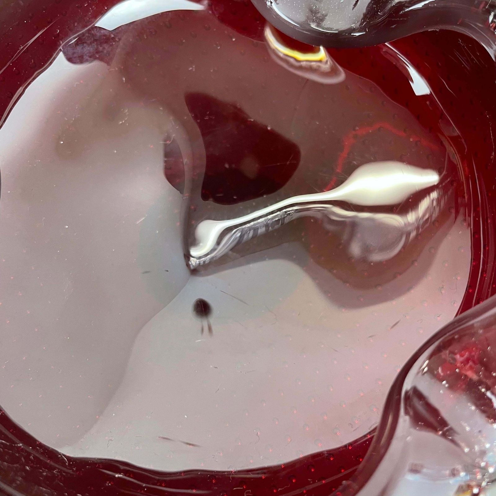 photo for sale Red Murano Glass Bowl Shells Ashtray Element By Venini Italy 1970s No 1