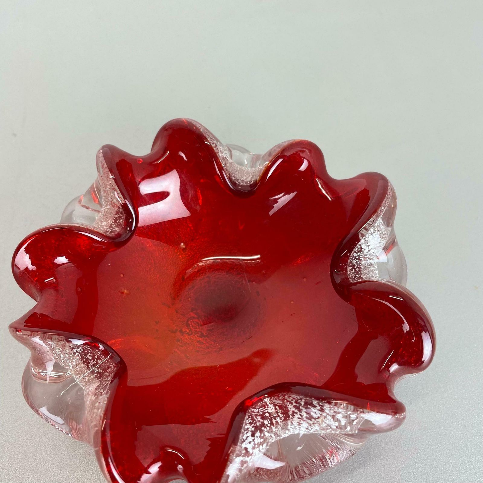Murano Glass Floral Bowl Element Shell Ashtray By Barovier  Toso Italy 1970 photo vinterior