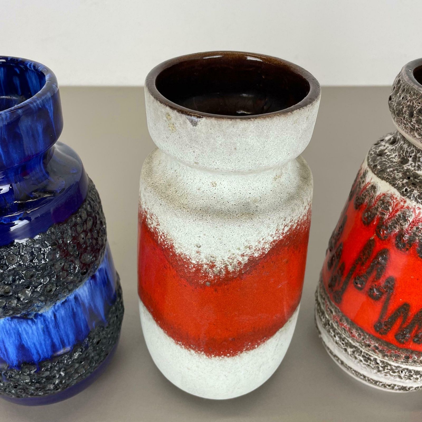 Set Of Four Vintage Pottery Fat Lava Vases Made By Scheurich, Germany, 1970s photo vintage